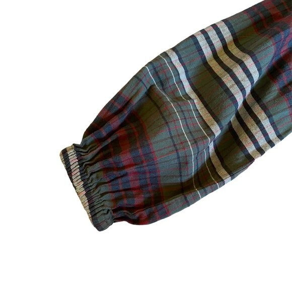 Madewell V-Neck Button-Down Shirt Sz XS Green White Plaid Cotton Neutral Earthy - Picture 9 of 14